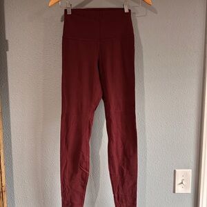 Lululemon Sz 4 Burgundy High-Waisted Leggings